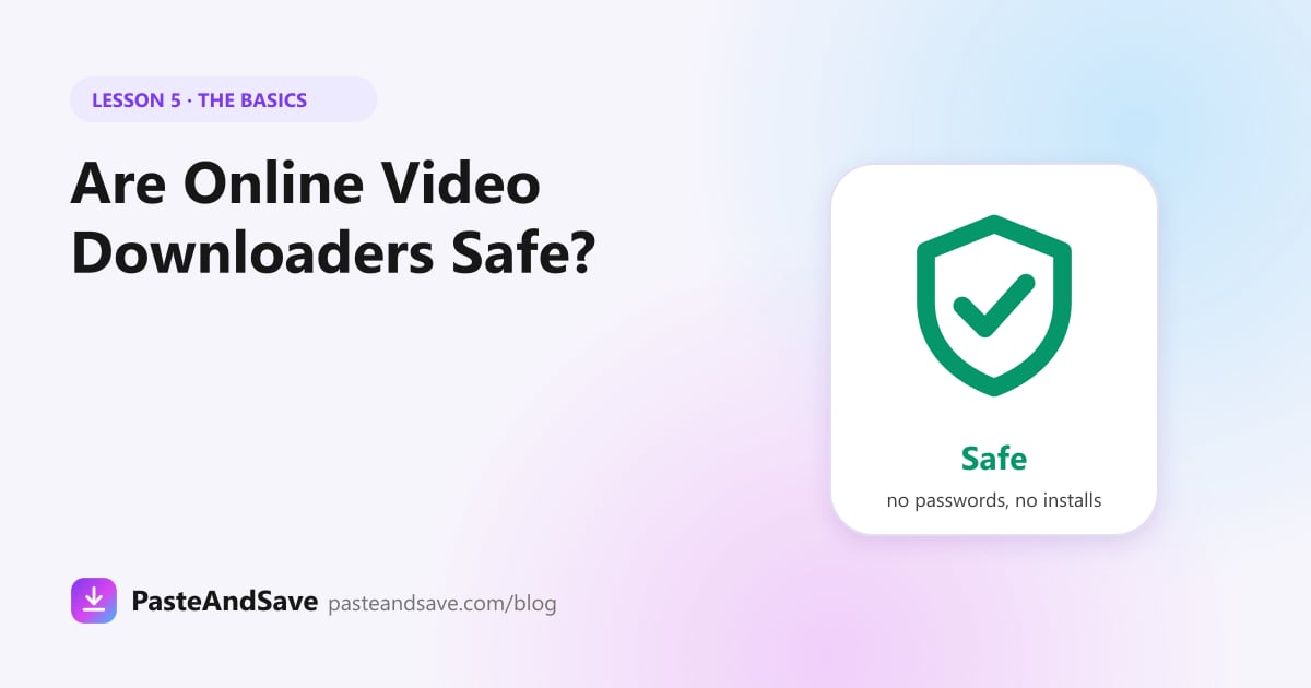 Green shield with a check mark for safe video downloading
