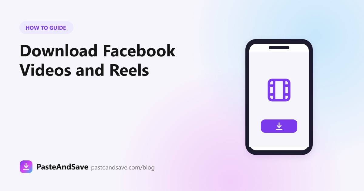 Phone showing a film strip and a download button for saving Facebook videos