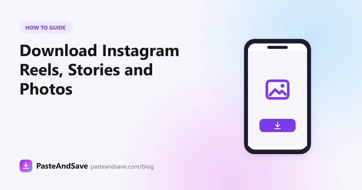 Phone showing a photo icon and a download button for saving Instagram Reels