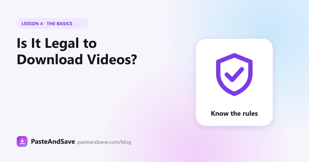 Shield with a check mark representing the rules for downloading videos