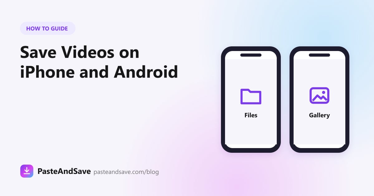 Two phones showing the Files app and the photo gallery